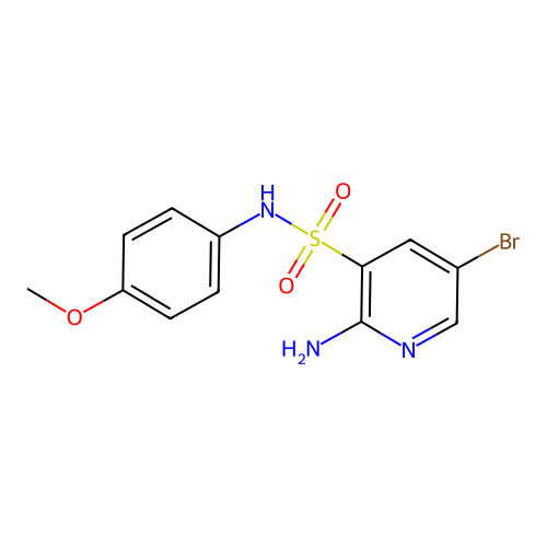 2-amino-5-bromo-N-(4-methoxyphenyl)pyridine-3-sulfonamide structure
