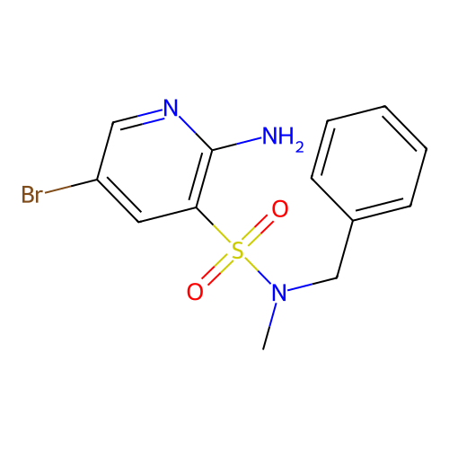 2-amino-N-benzyl-5-bromo-N-methylpyridine-3-sulfonamide structure