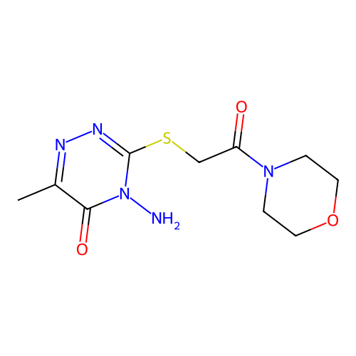4-Amino-6-methyl-3-(2-morpholin-4-yl-2-oxoethyl)sulfanyl-1,2,4-triazin-5-one structure