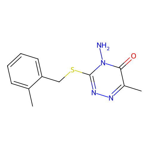4-Amino-6-methyl-3-[(2-methylphenyl)methylsulfanyl]-1,2,4-triazin-5-one structure