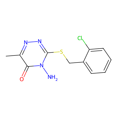 4-Amino-3-[(2-chlorophenyl)methylsulfanyl]-6-methyl-1,2,4-triazin-5-one structure