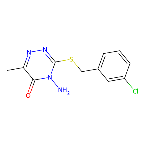 4-Amino-3-[(3-chlorophenyl)methylsulfanyl]-6-methyl-1,2,4-triazin-5-one structure