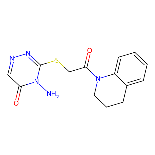 4-amino-3-((2-(3,4-dihydroquinolin-1(2H)-yl)-2-oxoethyl)thio)-1,2,4-triazin-5(4H)-one structure