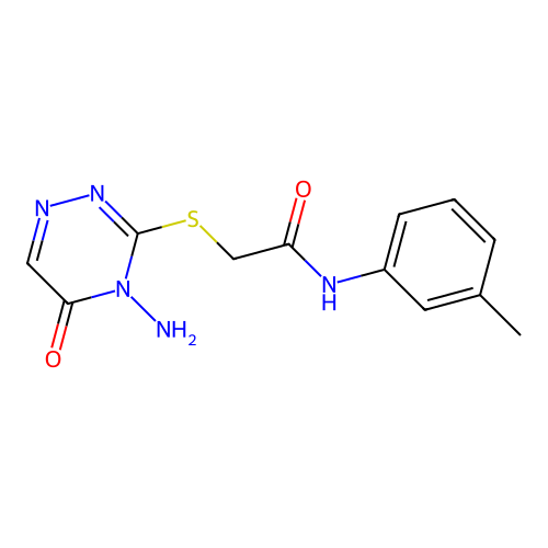 2-((4-amino-5-oxo-4,5-dihydro-1,2,4-triazin-3-yl)thio)-N-(m-tolyl)acetamide structure