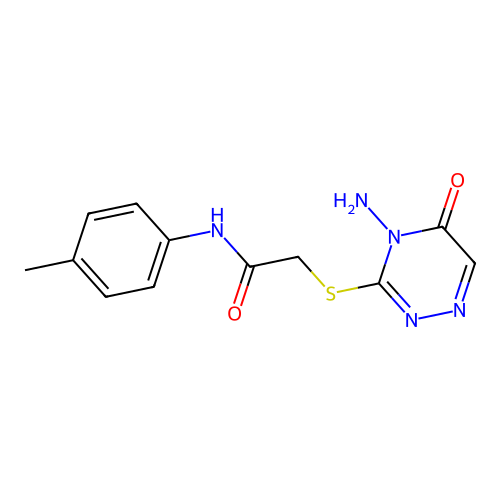 2-((4-amino-5-oxo-4,5-dihydro-1,2,4-triazin-3-yl)thio)-N-(p-tolyl)acetamide structure