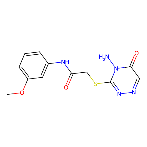 2-((4-amino-5-oxo-4,5-dihydro-1,2,4-triazin-3-yl)thio)-N-(3-methoxyphenyl)acetamide structure