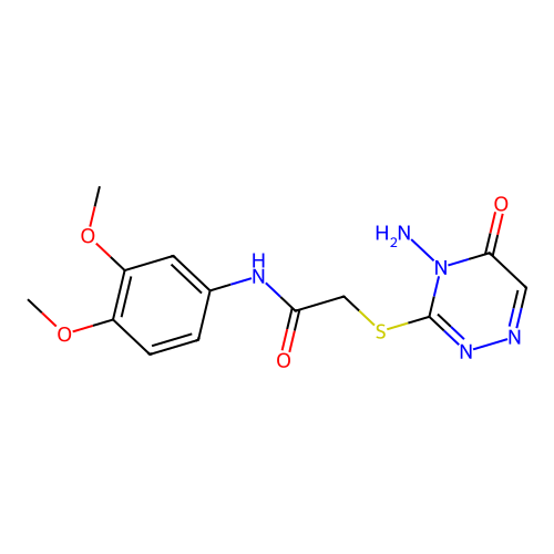 2-[(4-amino-5-oxo-1,2,4-triazin-3-yl)sulfanyl]-N-(3,4-dimethoxyphenyl)acetamide structure