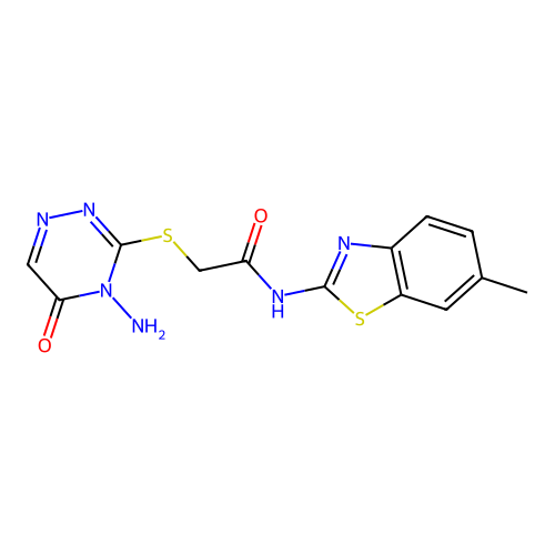 2-((4-amino-5-oxo-4,5-dihydro-1,2,4-triazin-3-yl)thio)-N-(6-methylbenzo[d]thiazol-2-yl)acetamide structure