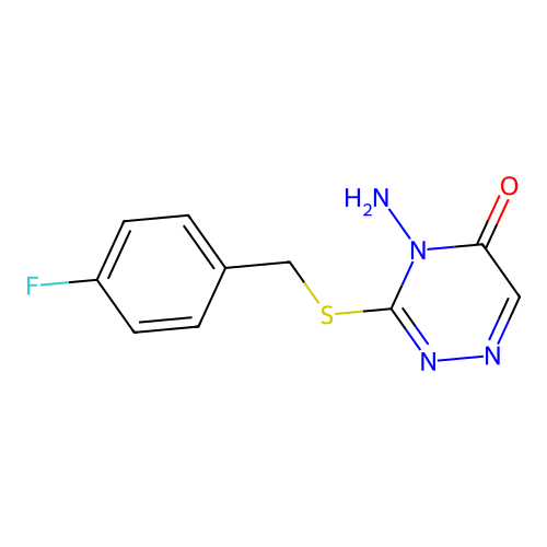 4-amino-3-((4-fluorobenzyl)thio)-1,2,4-triazin-5(4H)-one structure