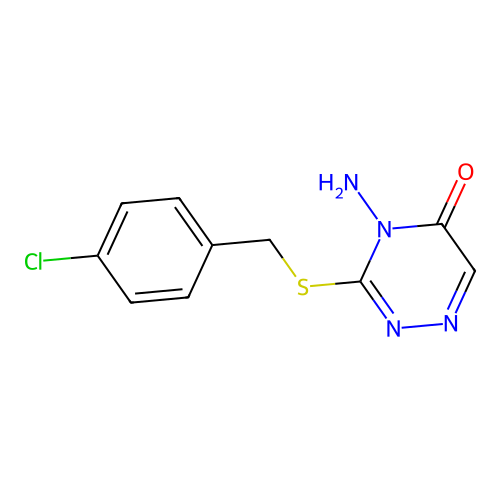 4-amino-3-((4-chlorobenzyl)thio)-1,2,4-triazin-5(4H)-one structure