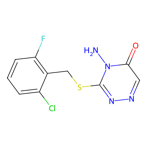 4-amino-3-((2-chloro-6-fluorobenzyl)thio)-1,2,4-triazin-5(4H)-one structure