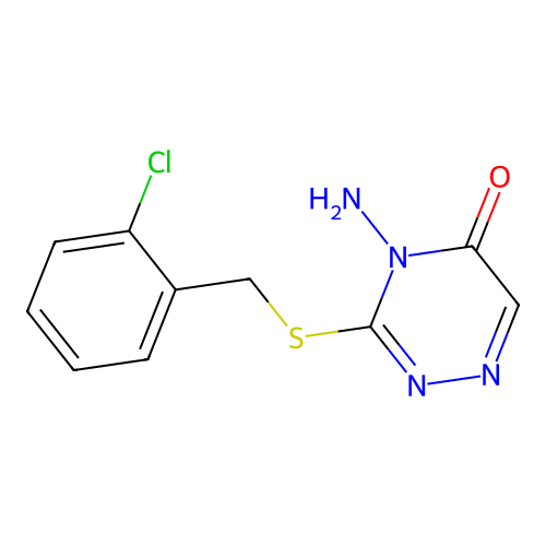 4-amino-3-((2-chlorobenzyl)thio)-1,2,4-triazin-5(4H)-one structure