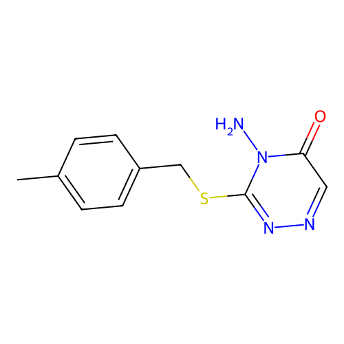 4-Amino-3-[(4-methylphenyl)methylsulfanyl]-1,2,4-triazin-5-one structure