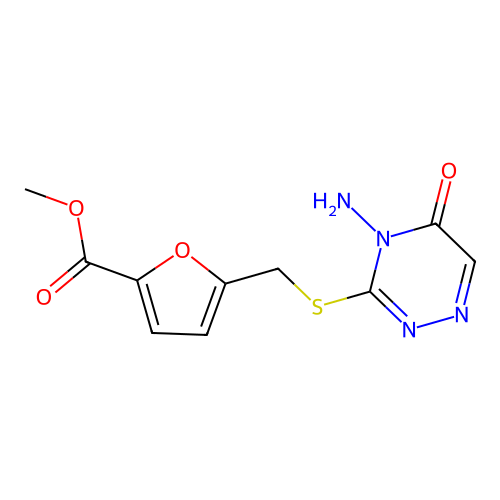 Methyl 5-[(4-amino-5-oxo-1,2,4-triazin-3-yl)sulfanylmethyl]furan-2-carboxylate structure
