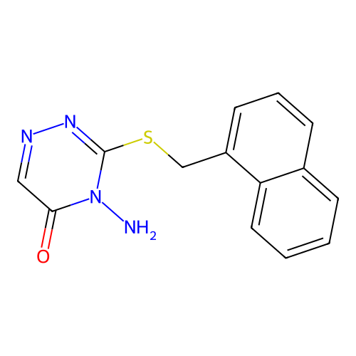 4-amino-3-((naphthalen-1-ylmethyl)thio)-1,2,4-triazin-5(4H)-one structure