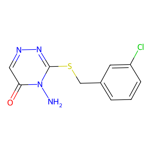 4-amino-3-((3-chlorobenzyl)thio)-1,2,4-triazin-5(4H)-one structure