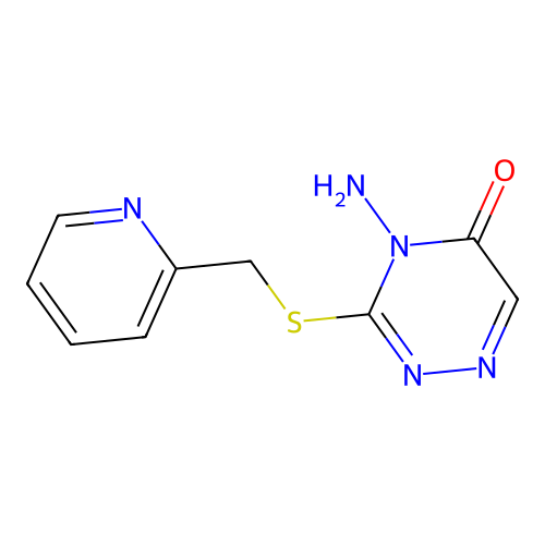 4-Amino-3-(pyridin-2-ylmethylsulfanyl)-1,2,4-triazin-5-one structure