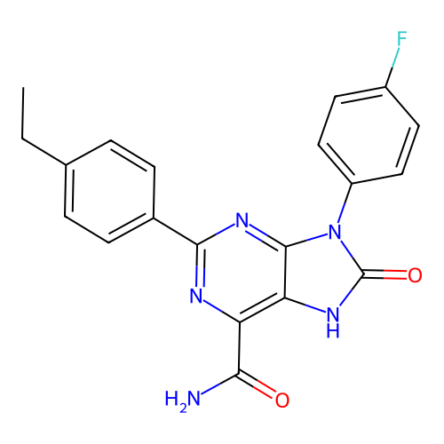 2-(4-ethylphenyl)-9-(4-fluorophenyl)-8-oxo-8,9-dihydro-7H-purine-6-carboxamide structure