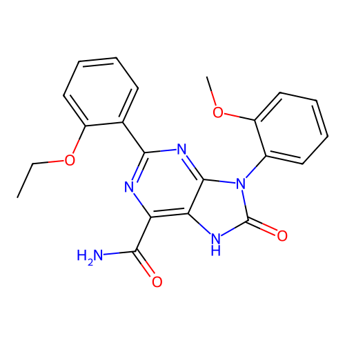 2-(2-ethoxyphenyl)-9-(2-methoxyphenyl)-8-oxo-8,9-dihydro-7H-purine-6-carboxamide structure