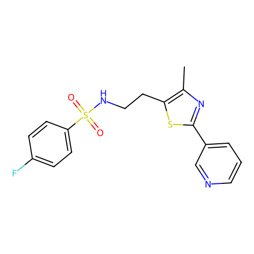 4-fluoro-N-[2-(4-methyl-2-pyridin-3-yl-1,3-thiazol-5-yl)ethyl]benzenesulfonamide structure