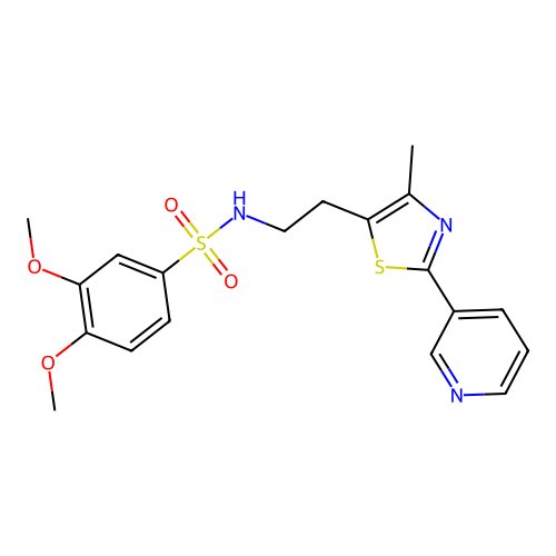 3,4-dimethoxy-N-{2-[4-methyl-2-(pyridin-3-yl)-1,3-thiazol-5-yl]ethyl}benzene-1-sulfonamide structure