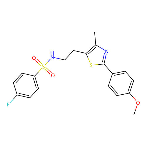 4-fluoro-N-{2-[2-(4-methoxyphenyl)-4-methyl-1,3-thiazol-5-yl]ethyl}benzene-1-sulfonamide structure