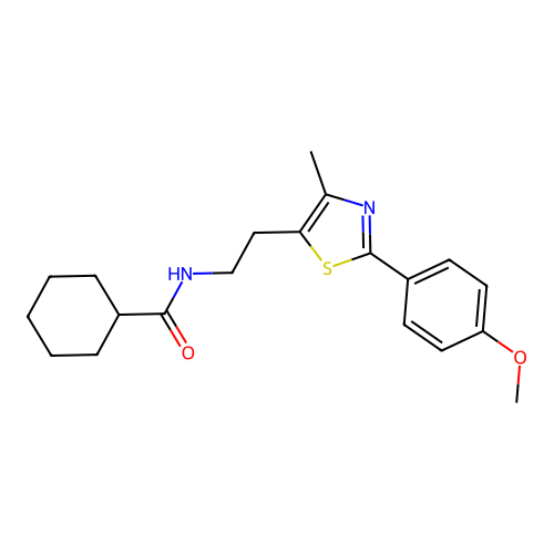 N-{2-[2-(4-methoxyphenyl)-4-methyl-1,3-thiazol-5-yl]ethyl}cyclohexanecarboxamide structure