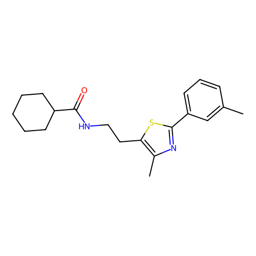 N-(2-(4-methyl-2-(m-tolyl)thiazol-5-yl)ethyl)cyclohexanecarboxamide structure