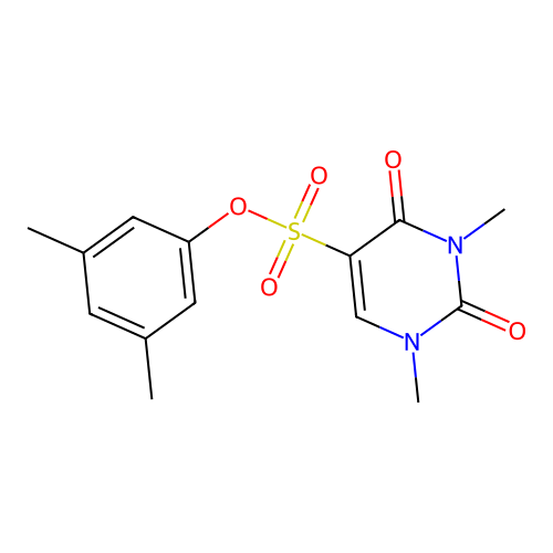 3,5-dimethylphenyl 1,3-dimethyl-2,4-dioxo-1,2,3,4-tetrahydropyrimidine-5-sulfonate structure