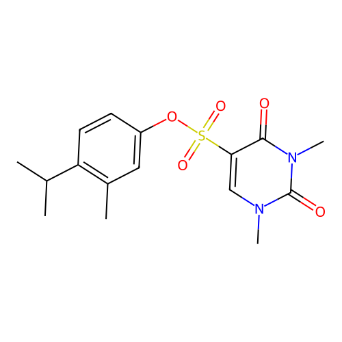 (3-Methyl-4-propan-2-ylphenyl) 1,3-dimethyl-2,4-dioxopyrimidine-5-sulfonate structure
