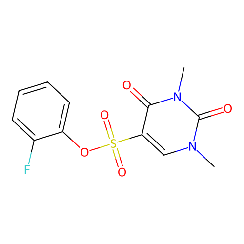 2-Fluorophenyl 1,3-dimethyl-2,4-dioxo-1,2,3,4-tetrahydropyrimidine-5-sulfonate structure
