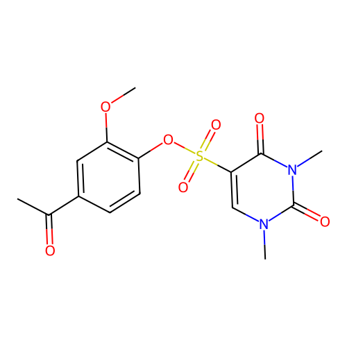 4-acetyl-2-methoxyphenyl 1,3-dimethyl-2,4-dioxo-1,2,3,4-tetrahydropyrimidine-5-sulfonate structure