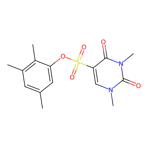 (2,3,5-trimethylphenyl) 1,3-dimethyl-2,4-dioxopyrimidine-5-sulfonate structure