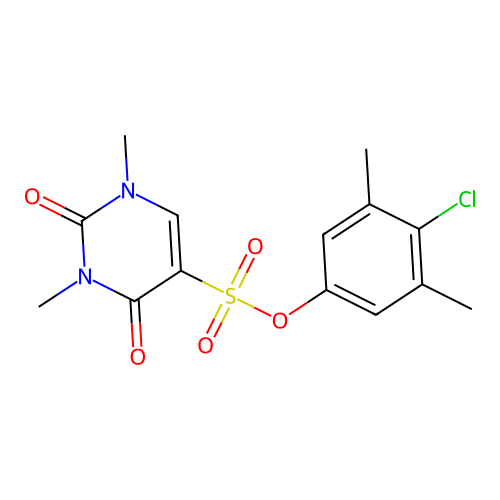 4-chloro-3,5-dimethylphenyl 1,3-dimethyl-2,4-dioxo-1,2,3,4-tetrahydropyrimidine-5-sulfonate structure