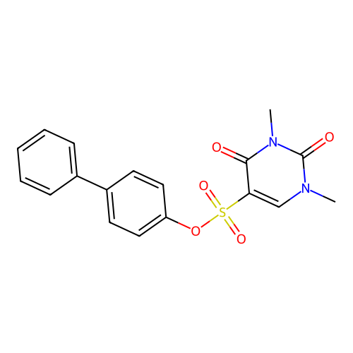 (4-phenylphenyl) 1,3-dimethyl-2,4-dioxopyrimidine-5-sulfonate structure