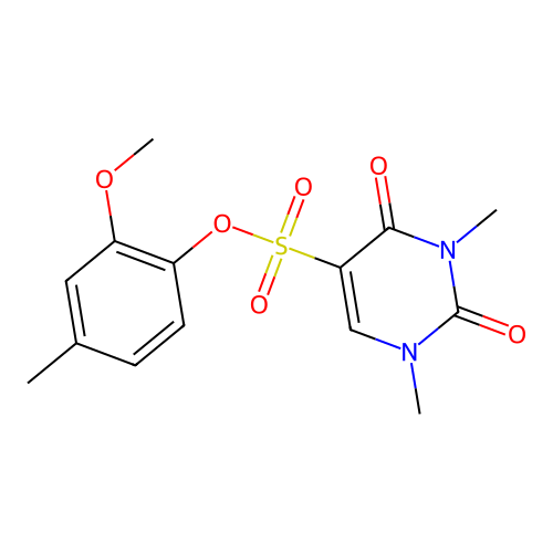 2-methoxy-4-methylphenyl 1,3-dimethyl-2,4-dioxo-1,2,3,4-tetrahydropyrimidine-5-sulfonate structure