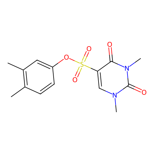 3,4-dimethylphenyl 1,3-dimethyl-2,4-dioxo-1,2,3,4-tetrahydropyrimidine-5-sulfonate structure