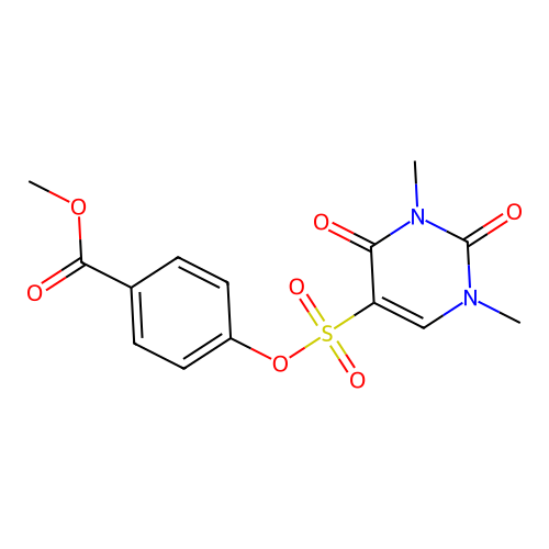 Methyl 4-(1,3-dimethyl-2,4-dioxopyrimidin-5-yl)sulfonyloxybenzoate structure