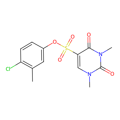 (4-chloro-3-methylphenyl) 1,3-dimethyl-2,4-dioxopyrimidine-5-sulfonate structure