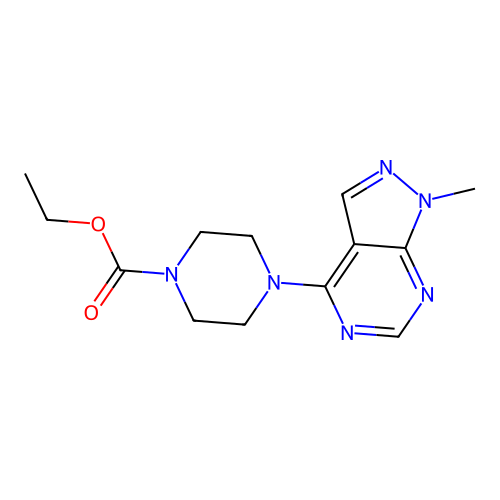 ethyl 4-(1-methyl-1H-pyrazolo[3,4-d]pyrimidin-4-yl)piperazine-1-carboxylate structure