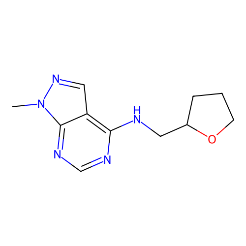 1-methyl-N-(tetrahydrofuran-2-ylmethyl)-1H-pyrazolo[3,4-d]pyrimidin-4-amine structure