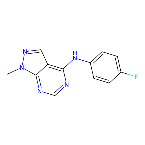 N-(4-fluorophenyl)-1-methyl-1H-pyrazolo[3,4-d]pyrimidin-4-amine structure