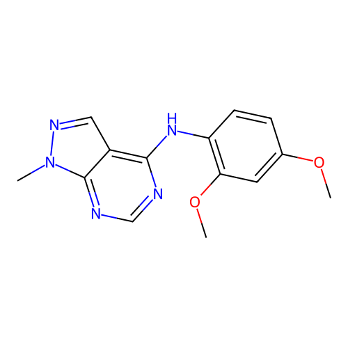 N-(2,4-dimethoxyphenyl)-1-methyl-1H-pyrazolo[3,4-d]pyrimidin-4-amine structure