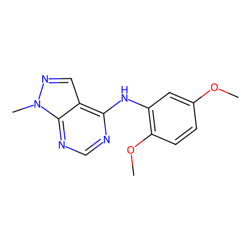 N-(2,5-dimethoxyphenyl)-1-methyl-1H-pyrazolo[3,4-d]pyrimidin-4-amine structure