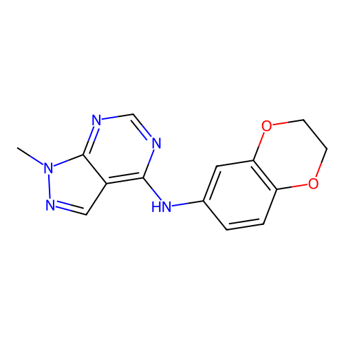 N-(2,3-dihydro-1,4-benzodioxin-6-yl)-1-methyl-1H-pyrazolo[3,4-d]pyrimidin-4-amine structure