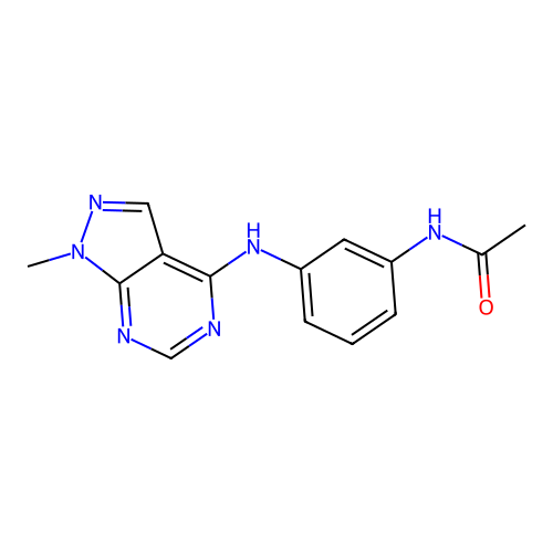 N-(3-((1-methyl-1H-pyrazolo[3,4-d]pyrimidin-4-yl)amino)phenyl)acetamide structure