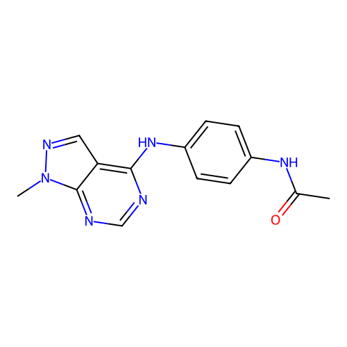 N-(4-((1-methyl-1H-pyrazolo[3,4-d]pyrimidin-4-yl)amino)phenyl)acetamide structure