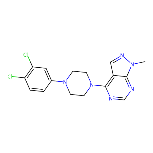 4-(4-(3,4-dichlorophenyl)piperazin-1-yl)-1-methyl-1H-pyrazolo[3,4-d]pyrimidine structure