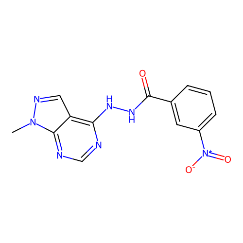 N'-{1-methyl-1H-pyrazolo[3,4-d]pyrimidin-4-yl}-3-nitrobenzohydrazide structure