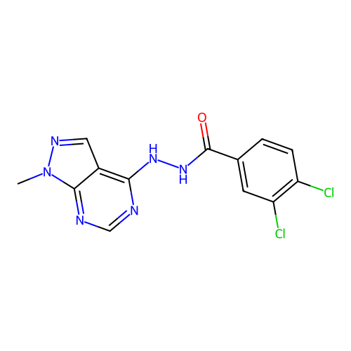 3,4-dichloro-N'-(1-methyl-1H-pyrazolo[3,4-d]pyrimidin-4-yl)benzohydrazide structure